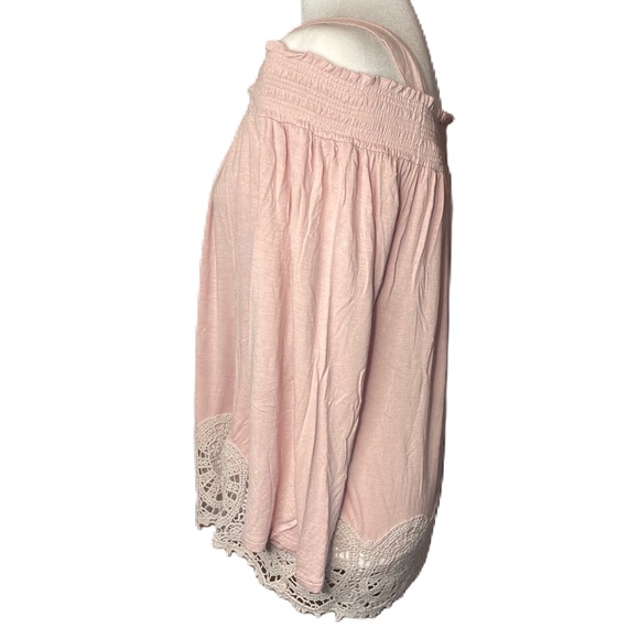 Adiva Women’s Mauve Convertible Smocked Lace Off The Shoulder Top Shirt Large - Picture 3 of 11
